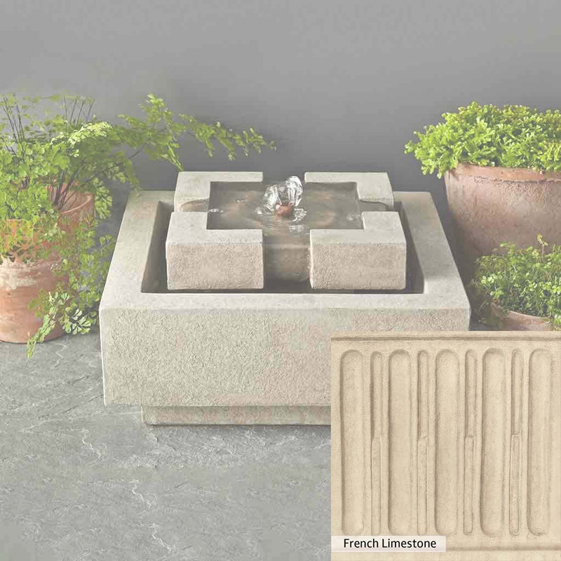 French Limestone Patina for the Campania International M-Series Escala Fountain, old-world creamy white with ivory undertones.