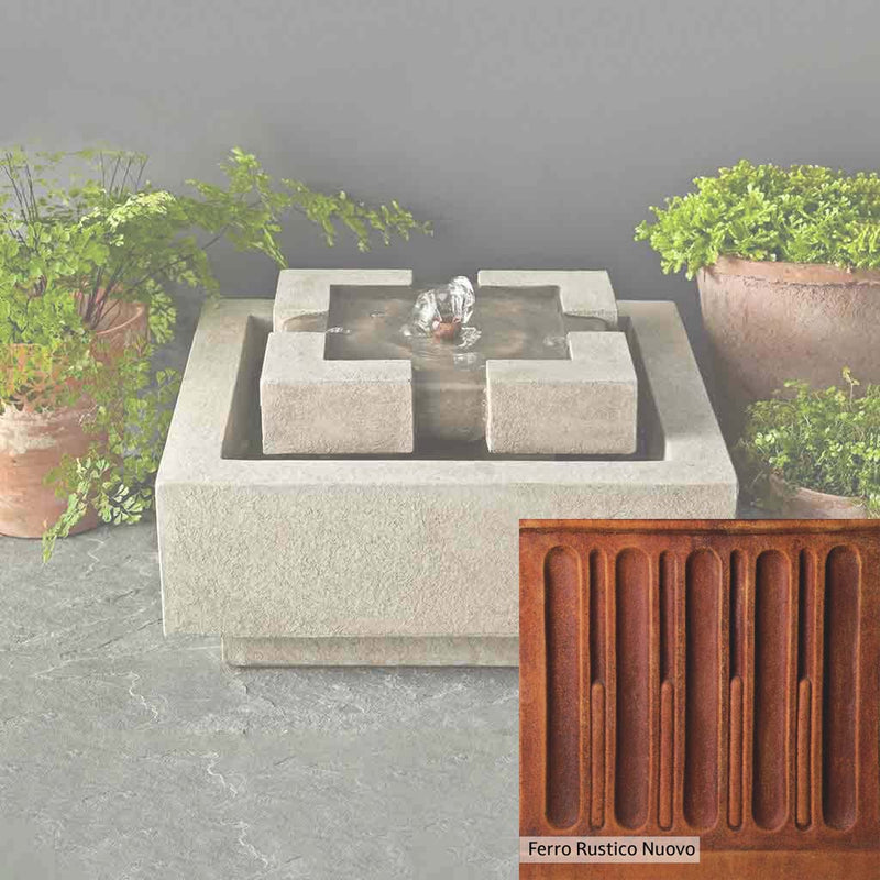 Ferro Rustico Nuovo Patina for the Campania International M-Series Escala Fountain, red and orange blended in this striking color for the garden.