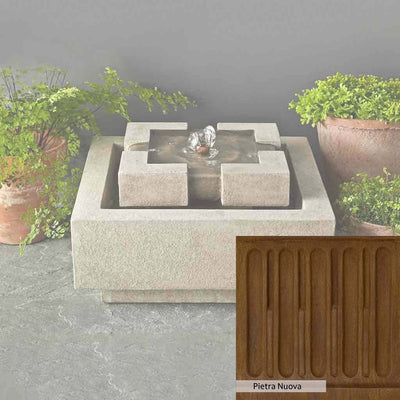Pietra Nuova Patina for the Campania International M-Series Escala Fountain, a rich brown blended with black and orange.