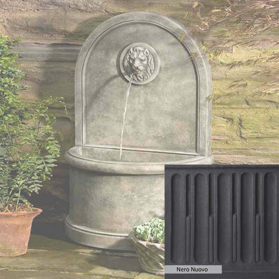 Nero Nuovo Patina for the Campania International Lion Wall Fountain, bold dramatic black patina for the garden.