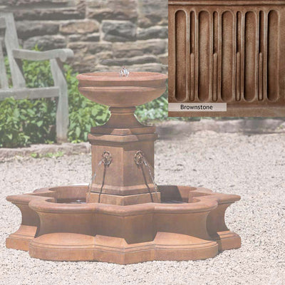Brownstone Patina for the Campania International Beauvais Fountain, brown blended with hints of red and yellow, works well in the garden.