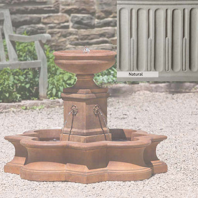 Natural Patina for the Campania International Beauvais Fountain is unstained cast stone the brightest and whitest that ages over time.