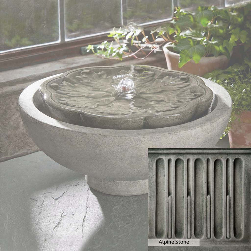 Alpine Stone Patina for the Campania International M-Series Flores Fountain, a medium gray with a bit of green to define the details.