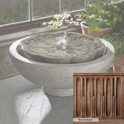 Brownstone Patina for the Campania International M-Series Flores Fountain, brown blended with hints of red and yellow, works well in the garden.