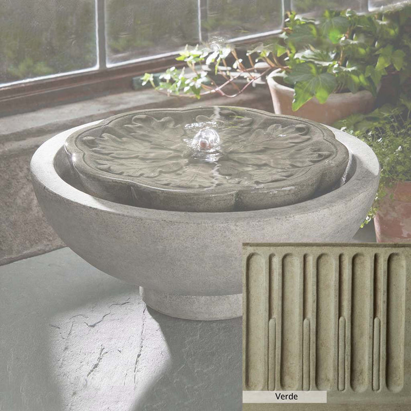 Verde Patina for the Campania International M-Series Flores Fountain, green and gray come together in a soft tone blended into a soft green.