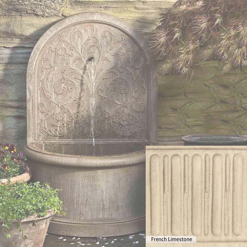 French Limestone Patina for the Campania International Corsini Wall Fountain, old-world creamy white with ivory undertones.