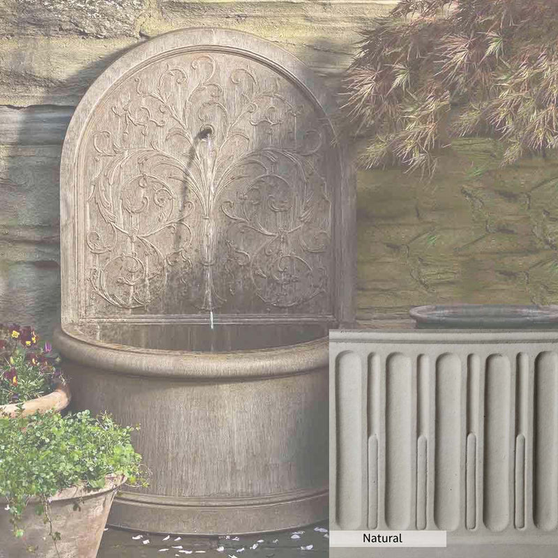 Natural Patina for the Campania International Corsini Wall Fountain is unstained cast stone the brightest and whitest that ages over time.