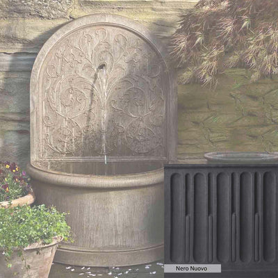 Nero Nuovo Patina for the Campania International Corsini Wall Fountain, bold dramatic black patina for the garden.