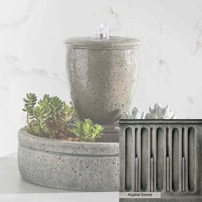 Alpine Stone Patina for the Campania International M-Series Rustic Spa Fountain with Planter, a medium gray with a bit of green to define the details.