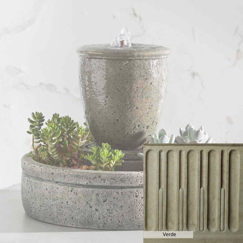 Verde Patina for the Campania International M-Series Rustic Spa Fountain with Planter, green and gray come together in a soft tone blended into a soft green.
