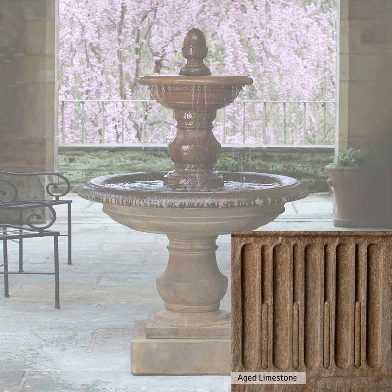 Aged Limestone Patina for the Campania International San Pietro Fountain, brown, orange, and green for an old stone look.