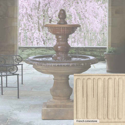 French Limestone Patina for the Campania International San Pietro Fountain, old-world creamy white with ivory undertones.