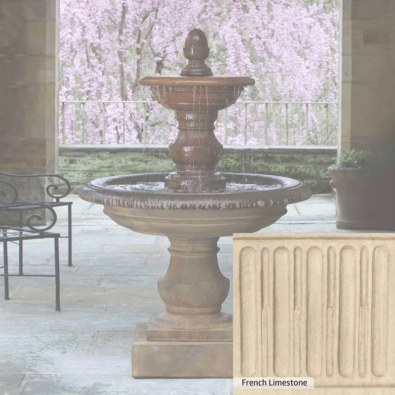 French Limestone Patina for the Campania International San Pietro Fountain, old-world creamy white with ivory undertones.