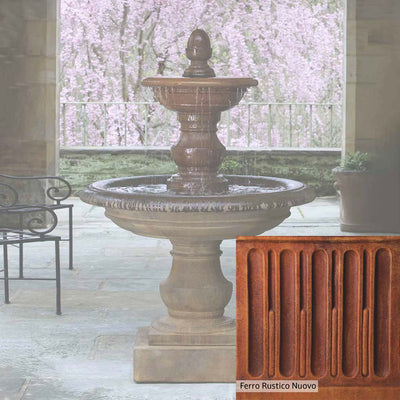 Ferro Rustico Nuovo Patina for the Campania International San Pietro Fountain, red and orange blended in this striking color for the garden.