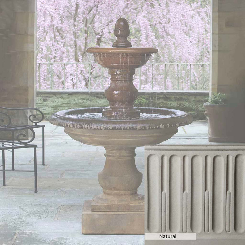 Natural Patina for the Campania International San Pietro Fountain is unstained cast stone the brightest and whitest that ages over time.
