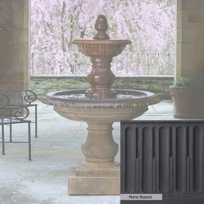 Nero Nuovo Patina for the Campania International San Pietro Fountain, bold dramatic black patina for the garden.