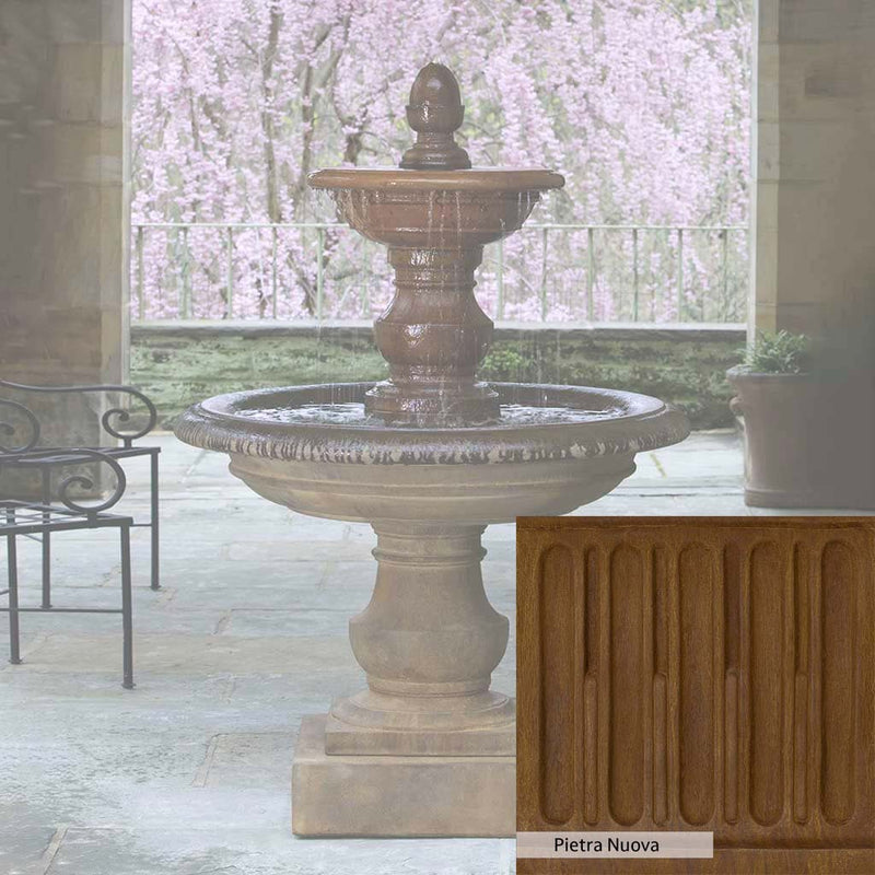 Pietra Nuova Patina for the Campania International San Pietro Fountain, a rich brown blended with black and orange.