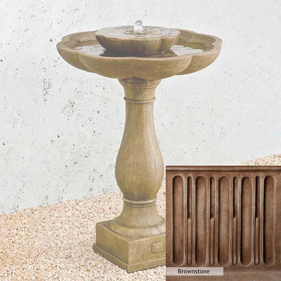 Brownstone Patina for the Campania International Flores Pedestal Fountain, brown blended with hints of red and yellow, works well in the garden.