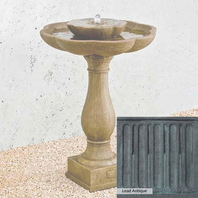Lead Antique Patina for the Campania International Flores Pedestal Fountain, deep blues and greens blended with grays for an old-world garden.