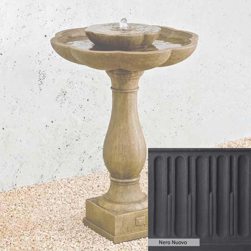Nero Nuovo Patina for the Campania International Flores Pedestal Fountain, bold dramatic black patina for the garden.