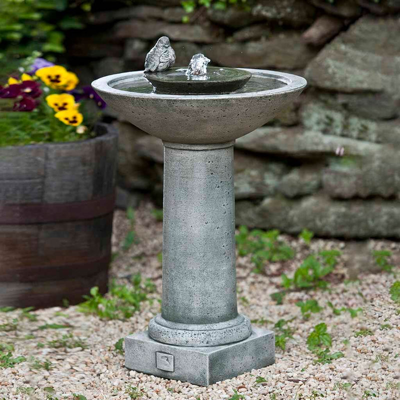 Campania International Aya Fountain is made of cast stone by Campania International and shown in the Alpine Stone Patina