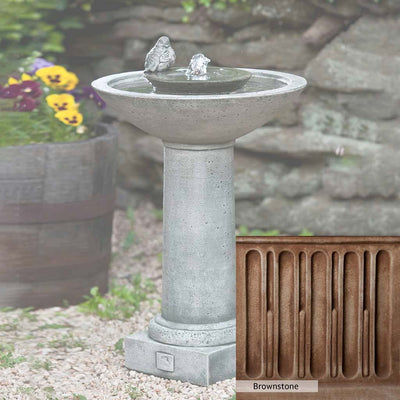 Brownstone Patina for the Campania International Aya Fountain, brown blended with hints of red and yellow, works well in the garden.