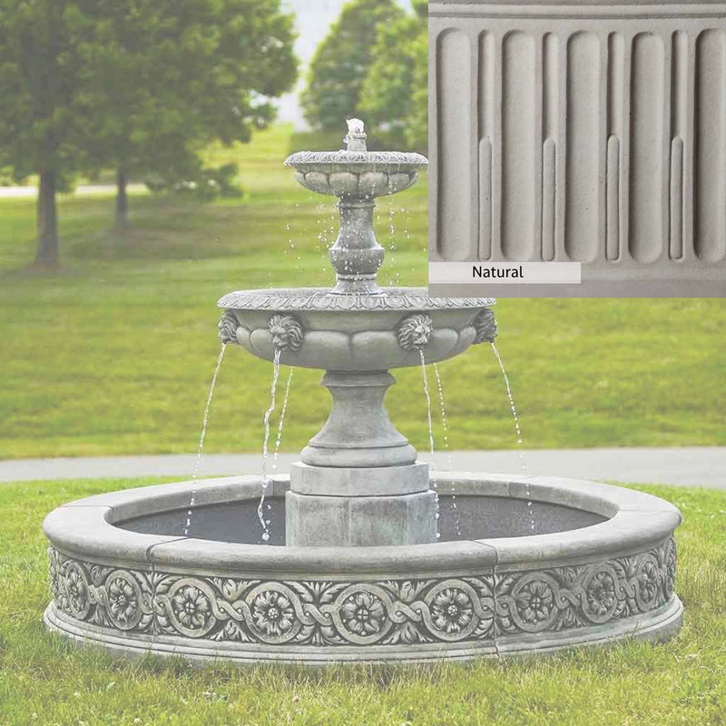 Natural Patina for the Campania International Parisienne Two Tier Fountain is unstained cast stone the brightest and whitest that ages over time.