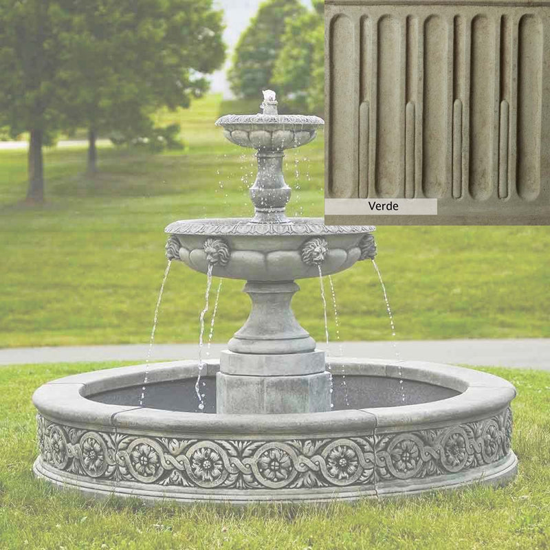 Verde Patina for the Campania International Parisienne Two Tier Fountain, green and gray come together in a soft tone blended into a soft green.