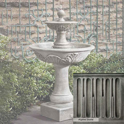 Alpine Stone Patina for the Campania International Acanthus Two Tiered Fountain, a medium gray with a bit of green to define the details.