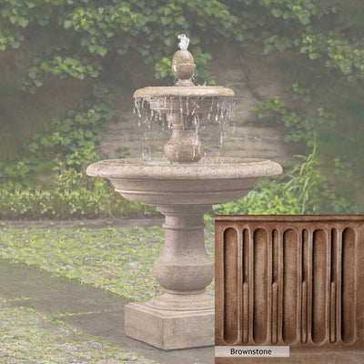 Brownstone Patina for the Campania International Caterina Two Tiered Fountain, brown blended with hints of red and yellow, works well in the garden.