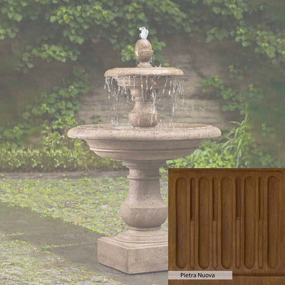 Pietra Nuova Patina for the Campania International Caterina Two Tiered Fountain, a rich brown blended with black and orange.