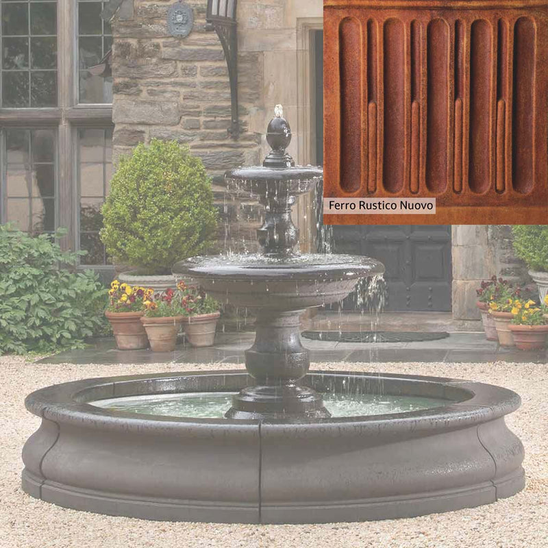 Ferro Rustico Nuovo Patina for the Campania International Caterina Fountain in Basin, red and orange blended in this striking color for the garden.