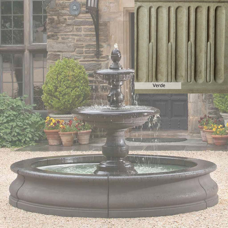 Verde Patina for the Campania International Caterina Fountain in Basin, green and gray come together in a soft tone blended into a soft green.