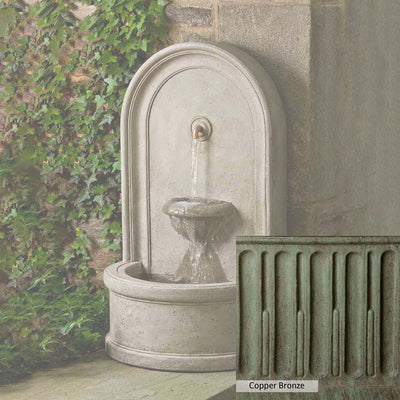 Copper Bronze Patina for the Campania International Colonna Fountain, blues and greens blended into the look of aged copper.