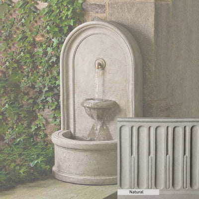 Natural Patina for the Campania International Colonna Fountain is unstained cast stone the brightest and whitest that ages over time.