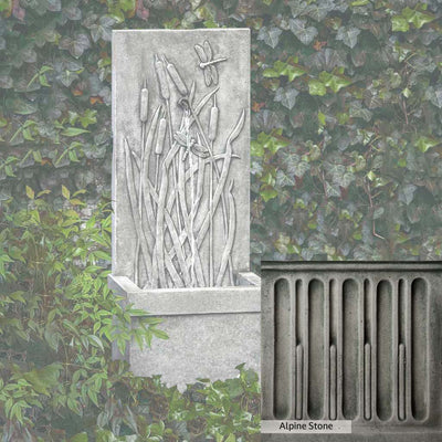 Alpine Stone Patina for the Campania International Dragonfly Wall Fountain, a medium gray with a bit of green to define the details.