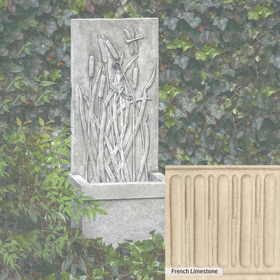 French Limestone Patina for the Campania International Dragonfly Wall Fountain, old-world creamy white with ivory undertones.