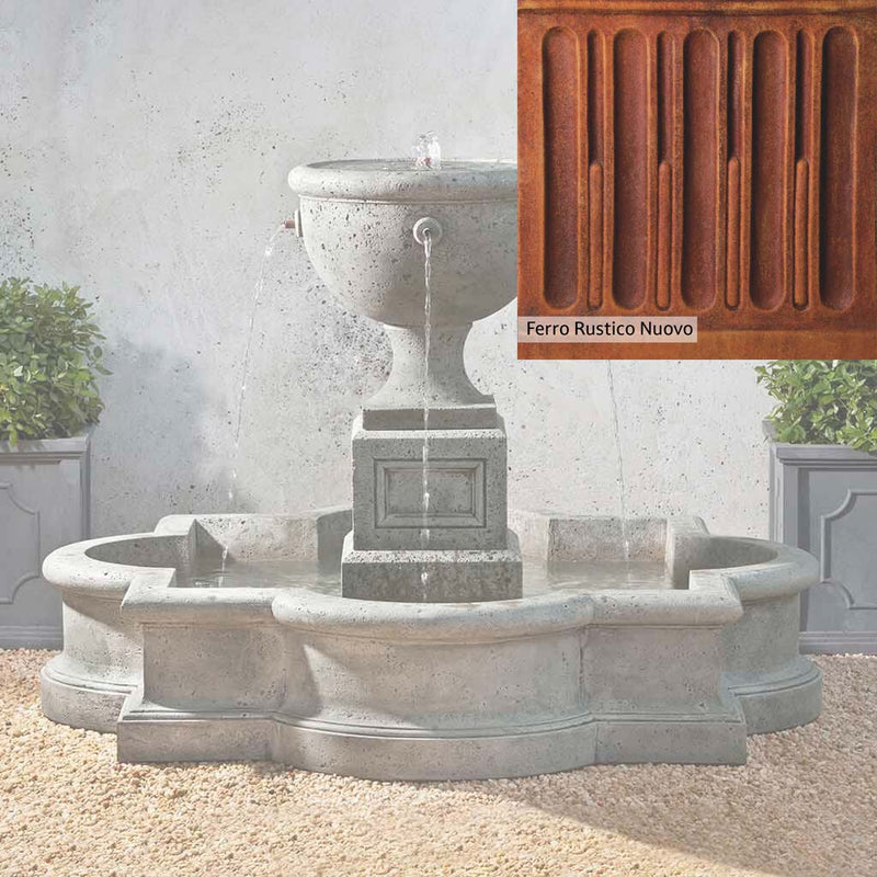 Ferro Rustico Nuovo Patina for the Campania International Navonna Fountain, red and orange blended in this striking color for the garden.