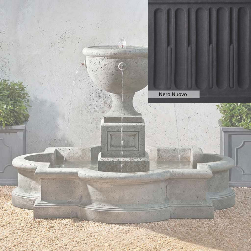 Nero Nuovo Patina for the Campania International Navonna Fountain, bold dramatic black patina for the garden.