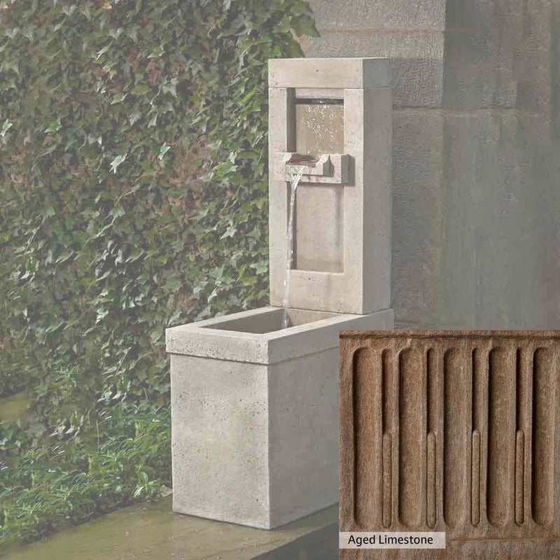 Aged Limestone Patina for the Campania International Lucas Fountain, brown, orange, and green for an old stone look.