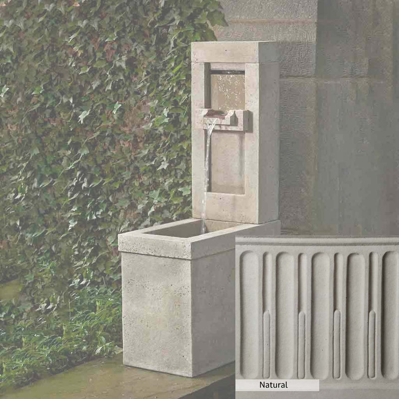 Natural Patina for the Campania International Lucas Fountain is unstained cast stone the brightest and whitest that ages over time.