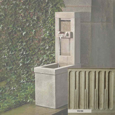 Verde Patina for the Campania International Lucas Fountain, green and gray come together in a soft tone blended into a soft green.