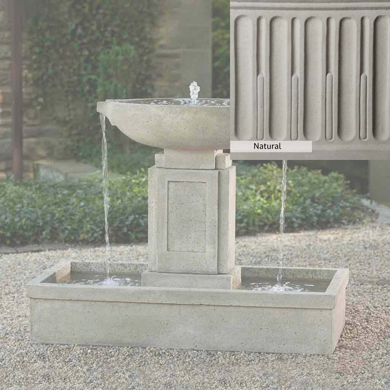 Natural Patina for the Campania International Austin Fountain is unstained cast stone the brightest and whitest that ages over time.