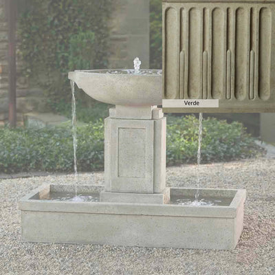 Verde Patina for the Campania International Austin Fountain, green and gray come together in a soft tone blended into a soft green.