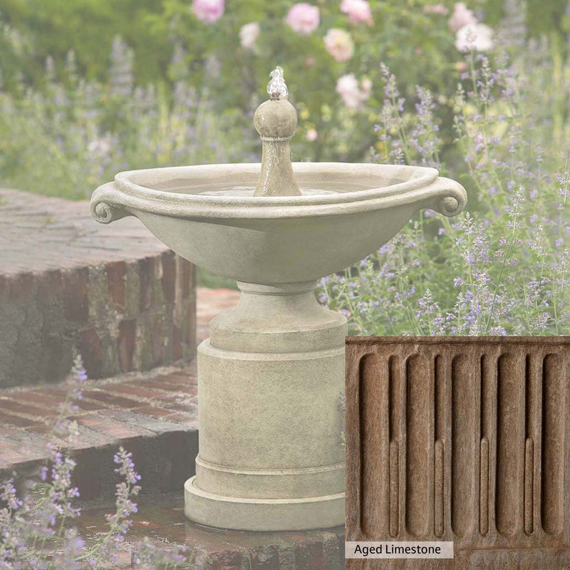 Alpine Stone Patina for the Campania International Borghese Fountain in Basin, a medium gray with a bit of green to define the details.