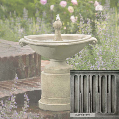 Brownstone Patina for the Campania International Borghese Fountain in Basin, brown blended with hints of red and yellow, works well in the garden.
