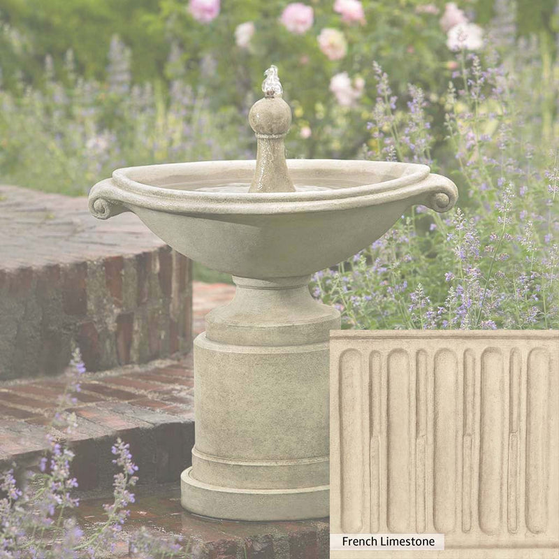 French Limestone Patina for the Campania International Borghese Fountain in Basin, old-world creamy white with ivory undertones.
