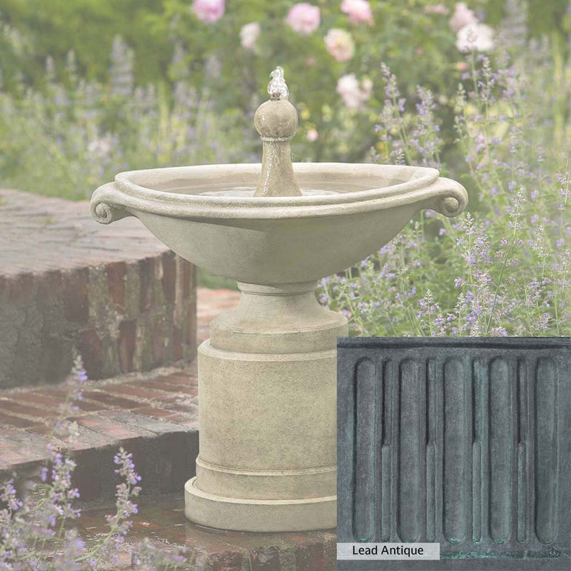 Natural Patina for the Campania International Borghese Fountain in Basinis unstained cast stone the brightest and whitest that ages over time.