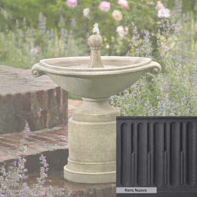 Pietra Nuova Patina for the Campania International Borghese Fountain in Basin, a rich brown blended with black and orange.