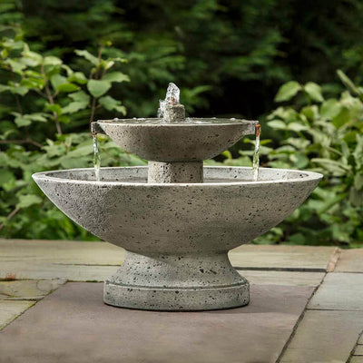 Campania International Jensen Oval Fountain  is made of cast stone by Campania International and shown in the  Alpine Stone Patina
